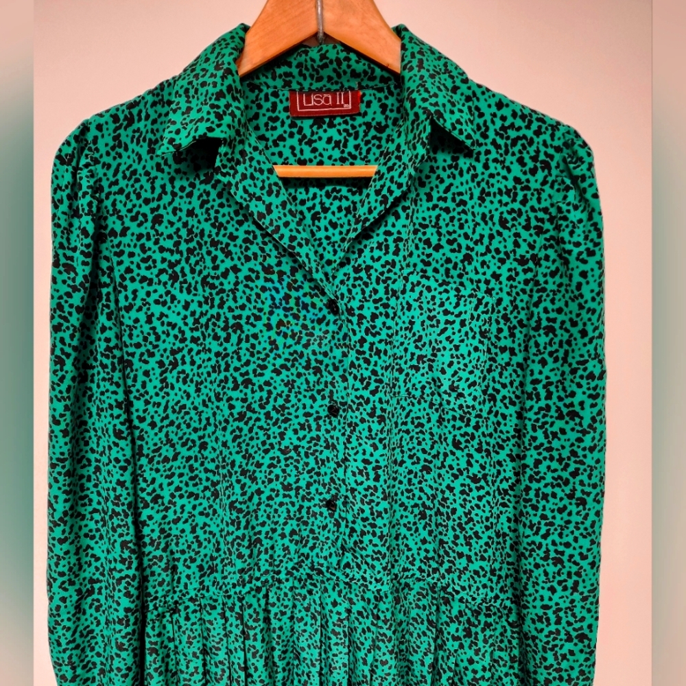 Vintage Lisa II Ltd. Green Leopard Dress Alternative Indie
